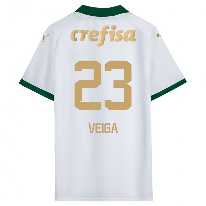 Niño Camiseta Raphael Veiga #23 Blanco Verde 2ª Equipación 2024/25 La Camisa Chile