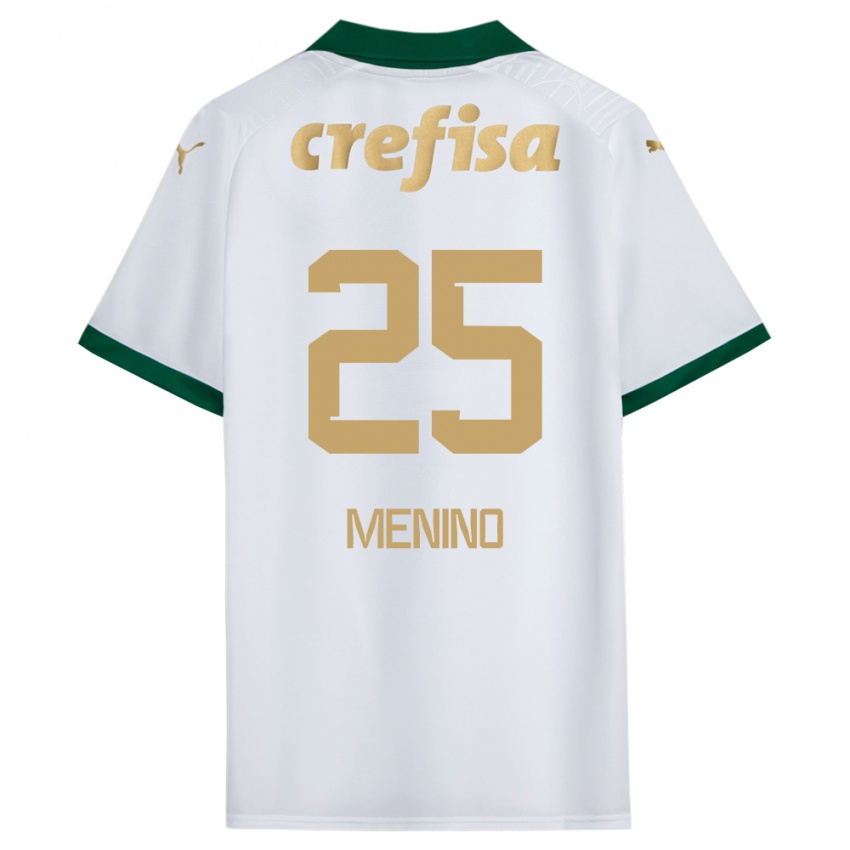 Niño Camiseta Gabriel Menino #25 Blanco Verde 2ª Equipación 2024/25 La Camisa Chile