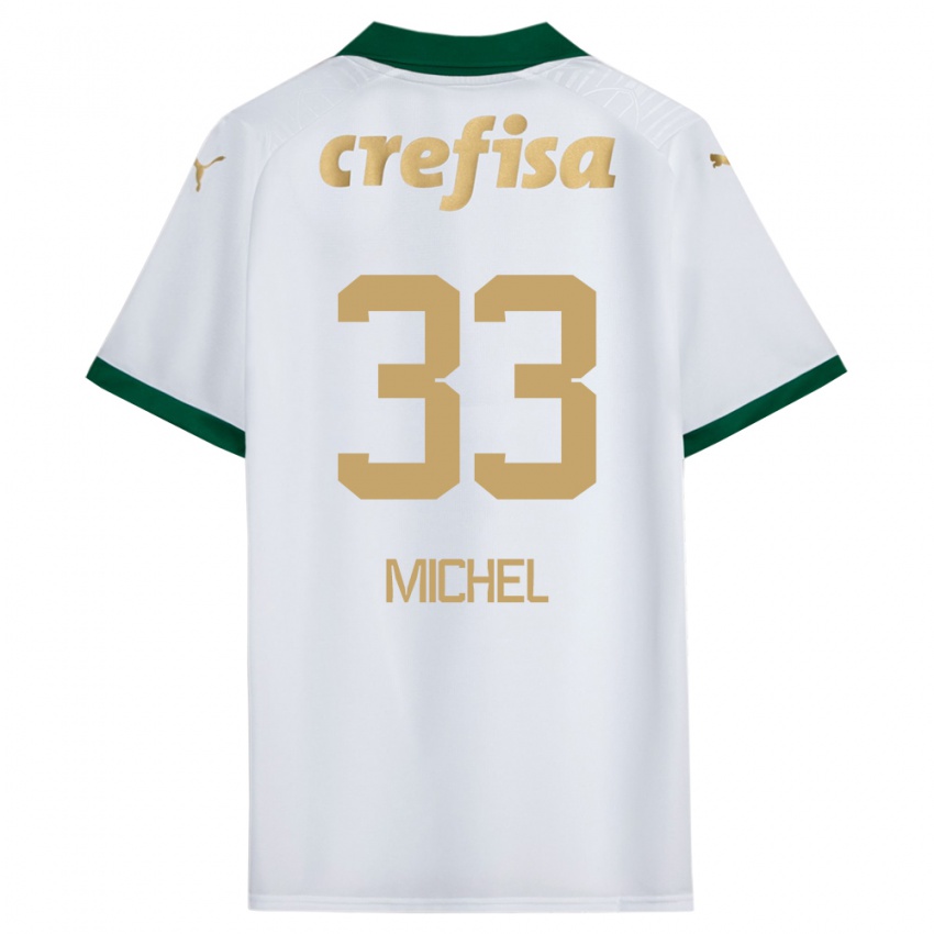 Niño Camiseta Michel #33 Blanco Verde 2ª Equipación 2024/25 La Camisa Chile