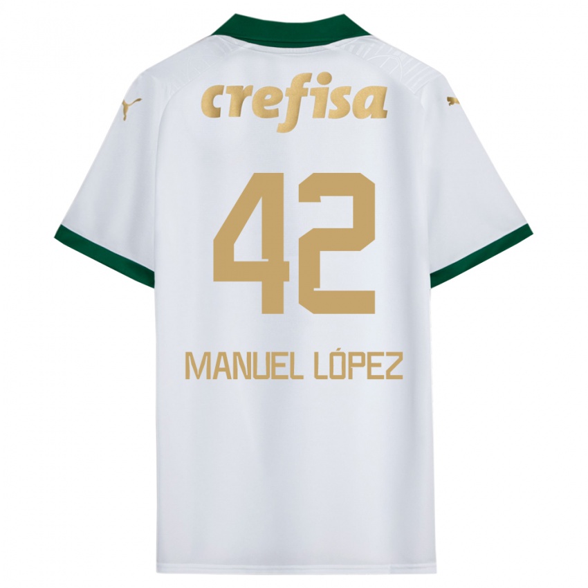 Niño Camiseta José Manuel López #42 Blanco Verde 2ª Equipación 2024/25 La Camisa Chile