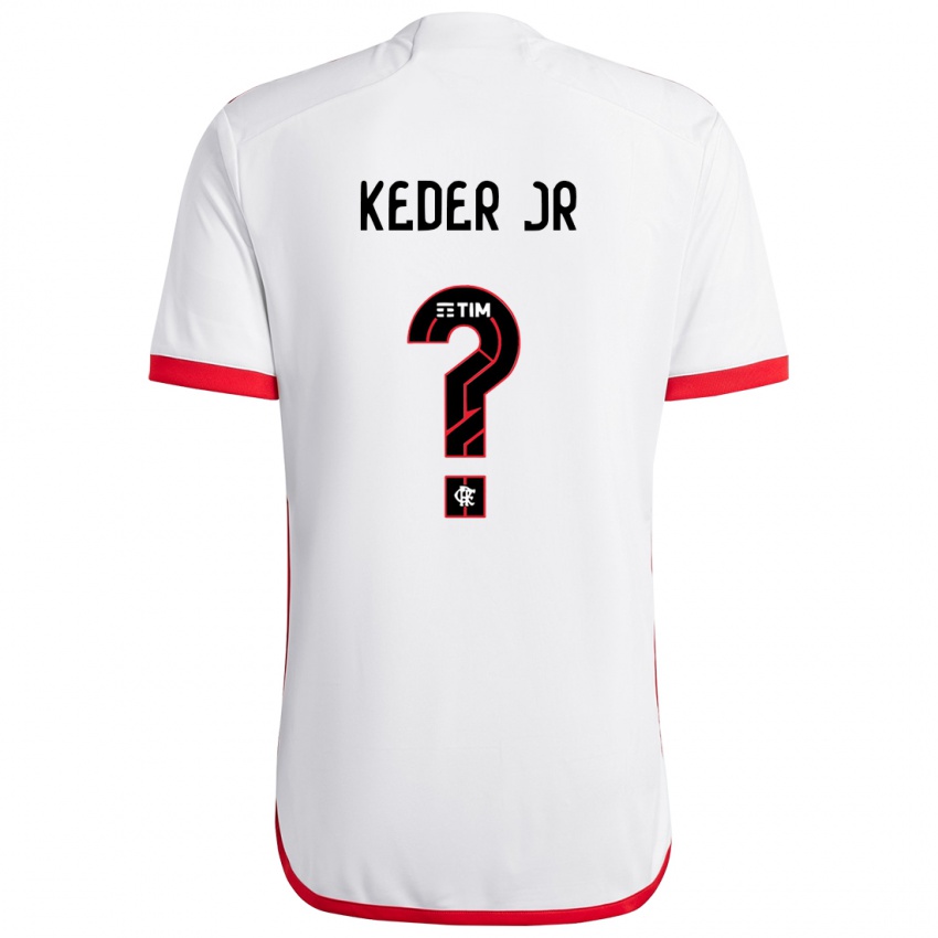 Niño Camiseta Keder Jr #0 Blanco Rojo 2ª Equipación 2024/25 La Camisa Chile