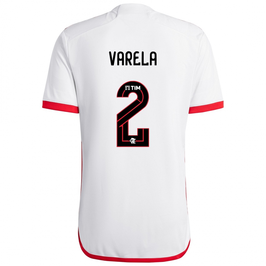 Niño Camiseta Guillermo Varela #2 Blanco Rojo 2ª Equipación 2024/25 La Camisa Chile