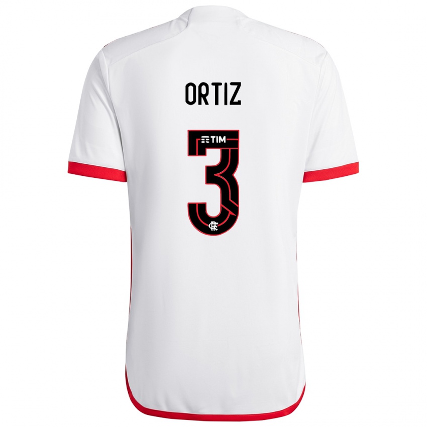 Niño Camiseta Léo Ortiz #3 Blanco Rojo 2ª Equipación 2024/25 La Camisa Chile