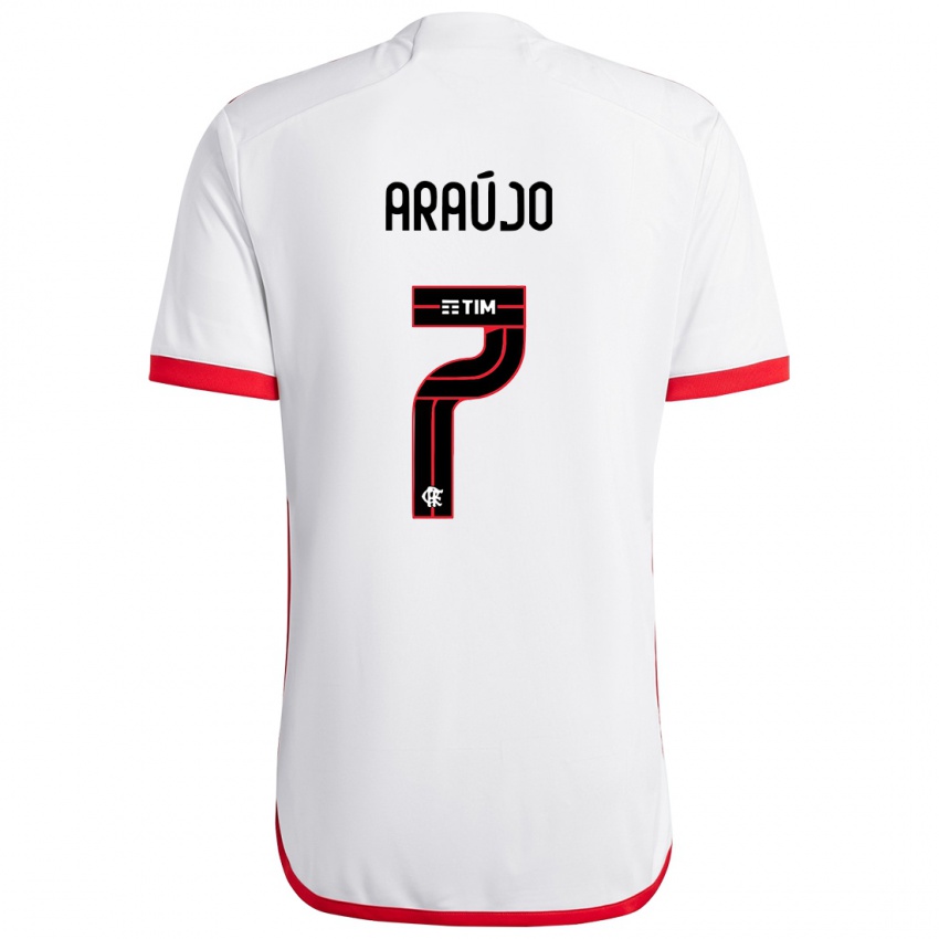 Niño Camiseta Luiz Araújo #7 Blanco Rojo 2ª Equipación 2024/25 La Camisa Chile