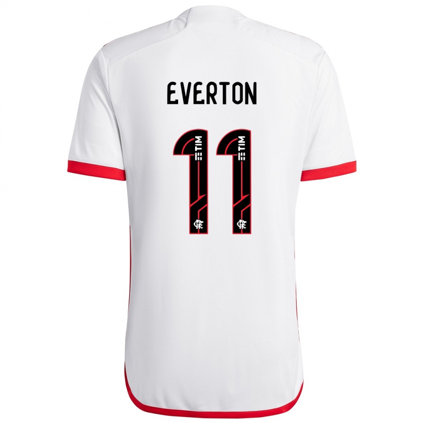 Niño Camiseta Everton #11 Blanco Rojo 2ª Equipación 2024/25 La Camisa Chile