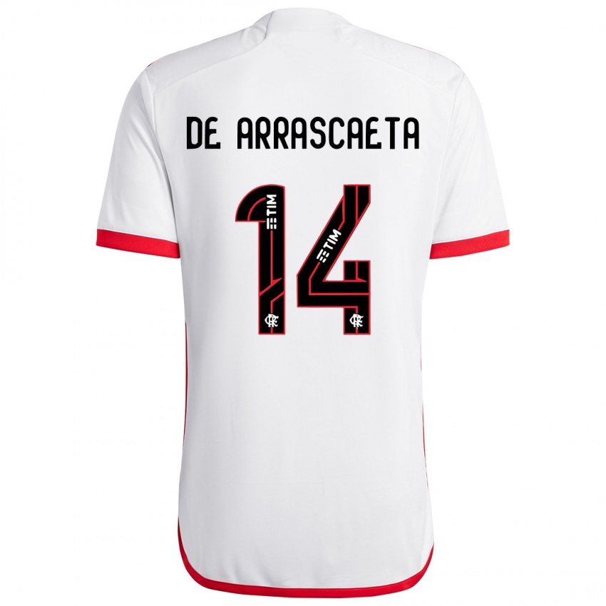 Niño Camiseta Giorgian De Arrascaeta #14 Blanco Rojo 2ª Equipación 2024/25 La Camisa Chile