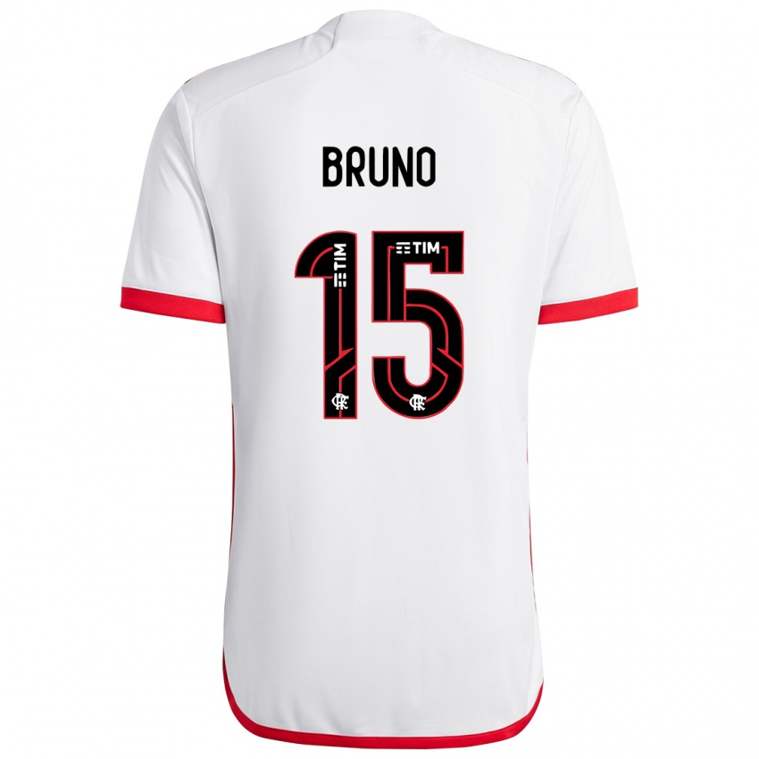 Niño Camiseta Fabrício Bruno #15 Blanco Rojo 2ª Equipación 2024/25 La Camisa Chile