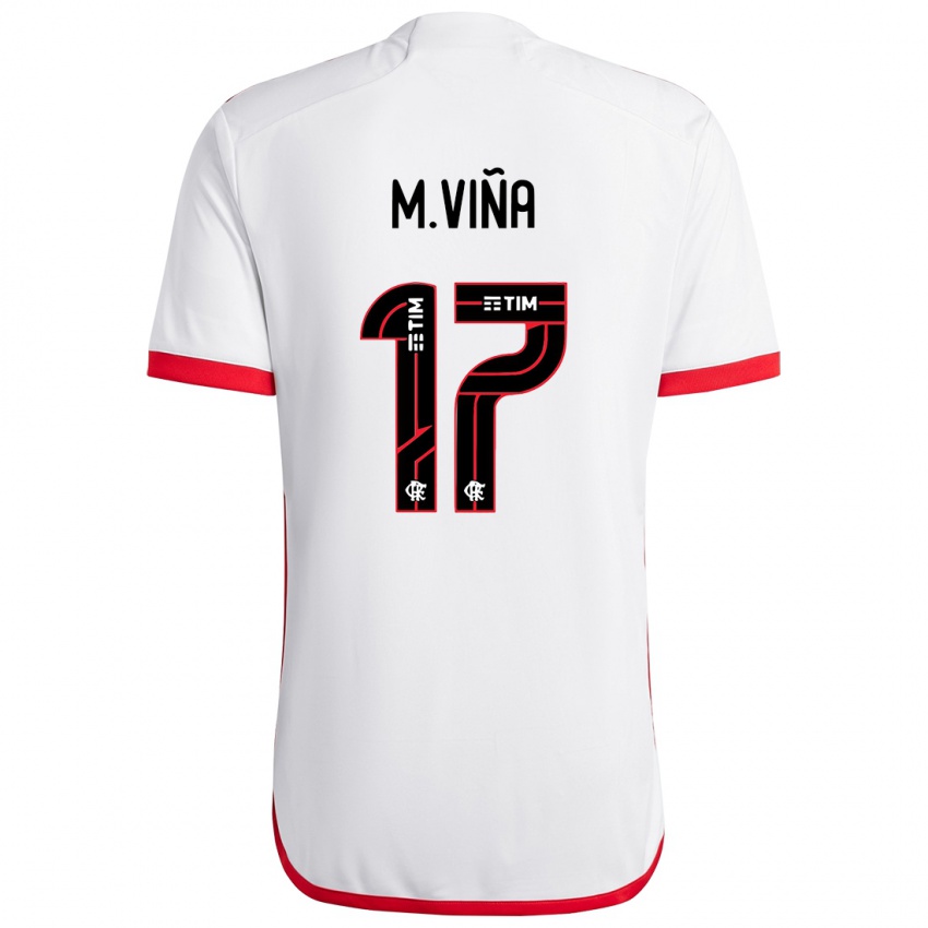 Niño Camiseta Matias Vina #17 Blanco Rojo 2ª Equipación 2024/25 La Camisa Chile