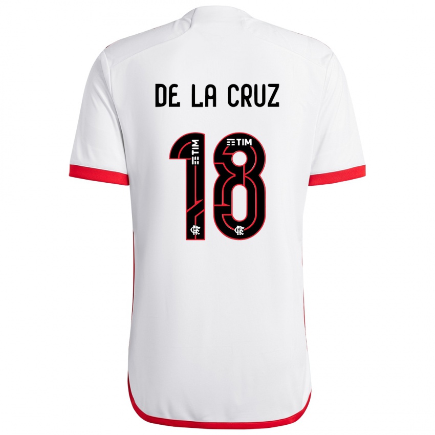 Niño Camiseta Nicolas De La Cruz #18 Blanco Rojo 2ª Equipación 2024/25 La Camisa Chile