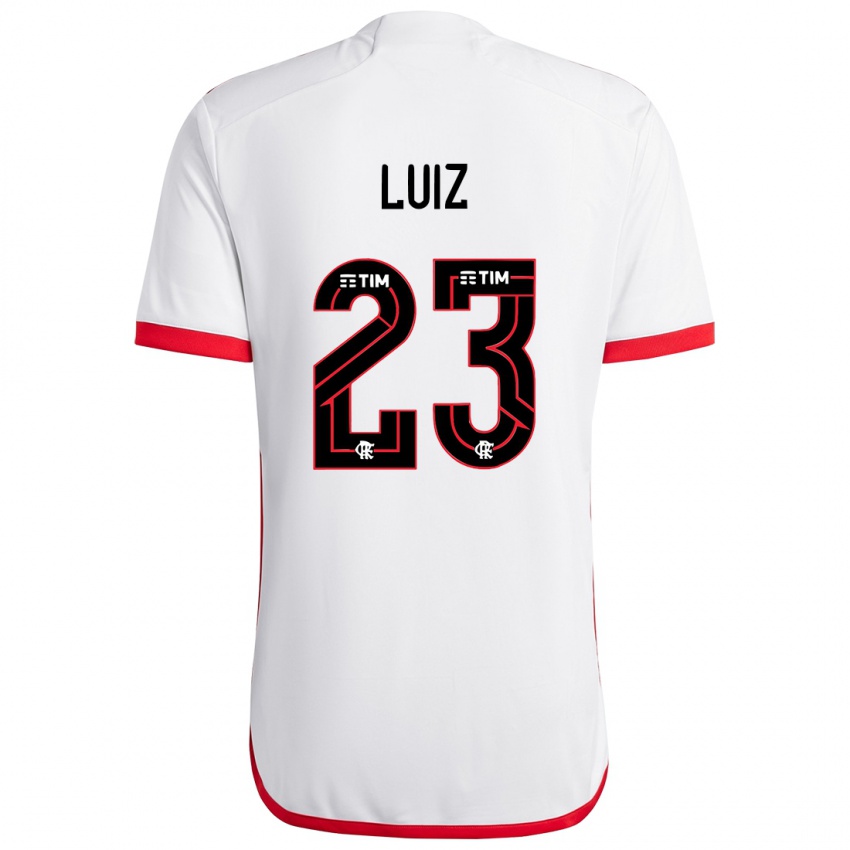 Niño Camiseta David Luiz #23 Blanco Rojo 2ª Equipación 2024/25 La Camisa Chile