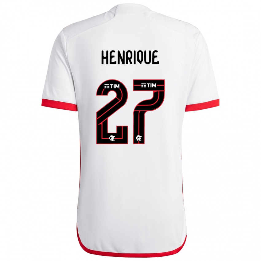 Niño Camiseta Bruno Henrique #27 Blanco Rojo 2ª Equipación 2024/25 La Camisa Chile