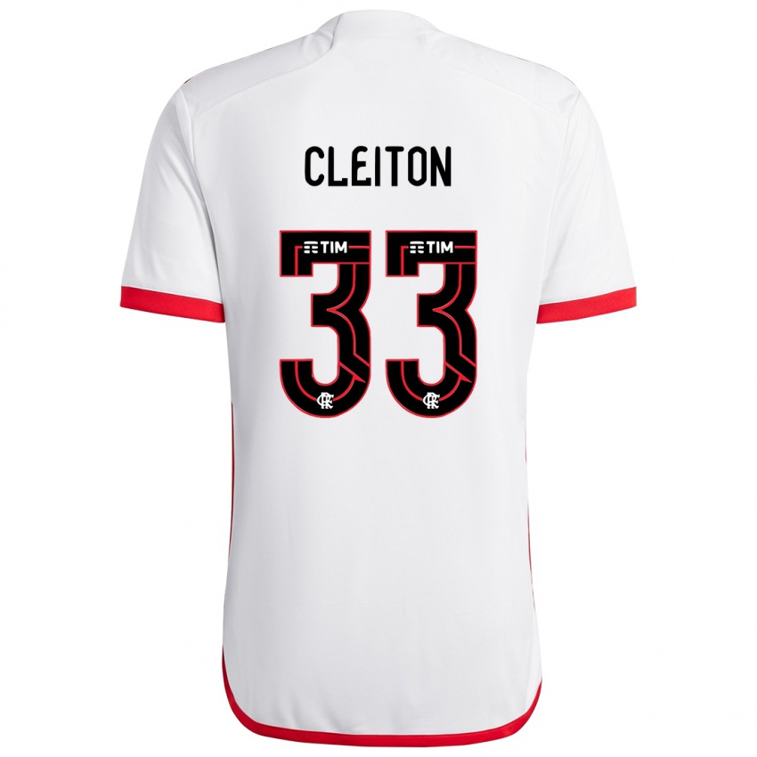 Niño Camiseta Cleiton #33 Blanco Rojo 2ª Equipación 2024/25 La Camisa Chile