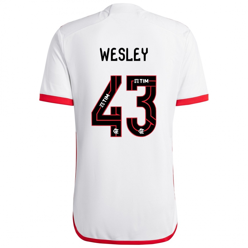 Niño Camiseta Wesley #43 Blanco Rojo 2ª Equipación 2024/25 La Camisa Chile