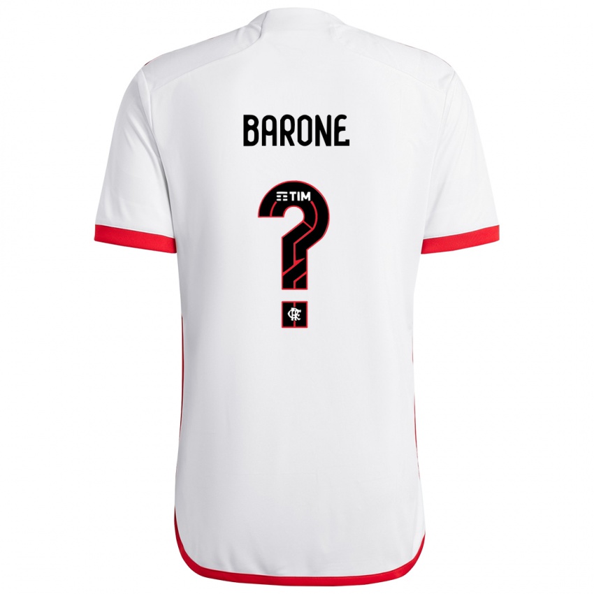 Niño Camiseta Caio Barone #0 Blanco Rojo 2ª Equipación 2024/25 La Camisa Chile