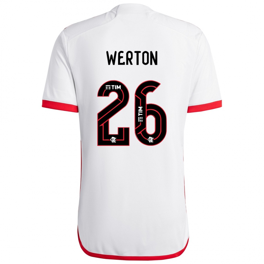 Niño Camiseta Werton #26 Blanco Rojo 2ª Equipación 2024/25 La Camisa Chile