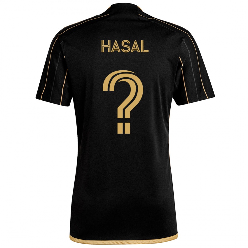 Hombre Camiseta Thomas Hasal #0 Oro Negro 1ª Equipación 2024/25 La Camisa Chile