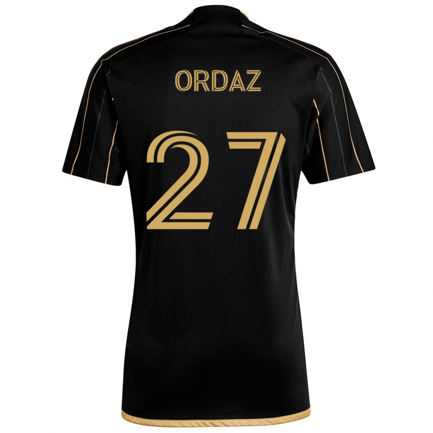 Hombre Camiseta Nathan Ordaz #27 Oro Negro 1ª Equipación 2024/25 La Camisa Chile