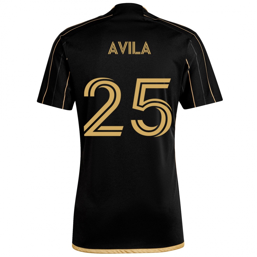 Hombre Camiseta Armando Avila #25 Oro Negro 1ª Equipación 2024/25 La Camisa Chile