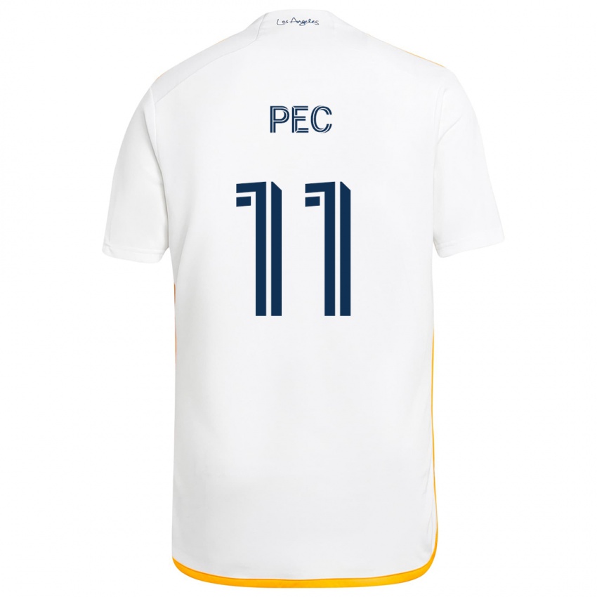 Hombre Camiseta Gabriel Pec #11 Blanco Amarillo 1ª Equipación 2024/25 La Camisa Chile