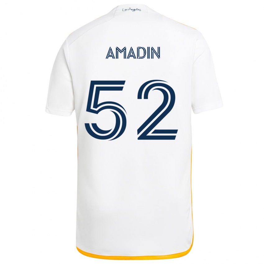 Hombre Camiseta Elijah Amadin #52 Blanco Amarillo 1ª Equipación 2024/25 La Camisa Chile