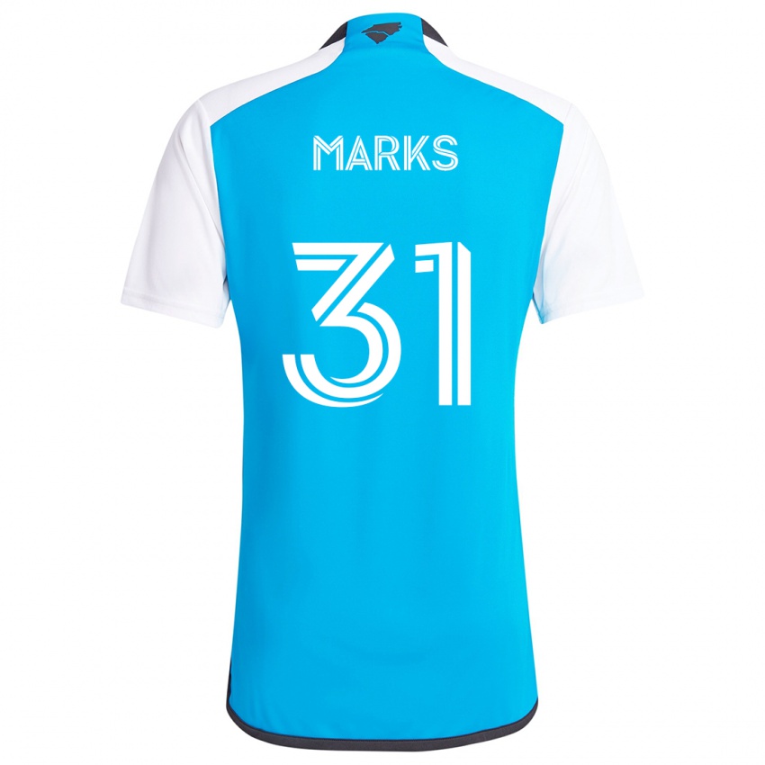 Hombre Camiseta George Marks #31 Azul Blanco 1ª Equipación 2024/25 La Camisa Chile