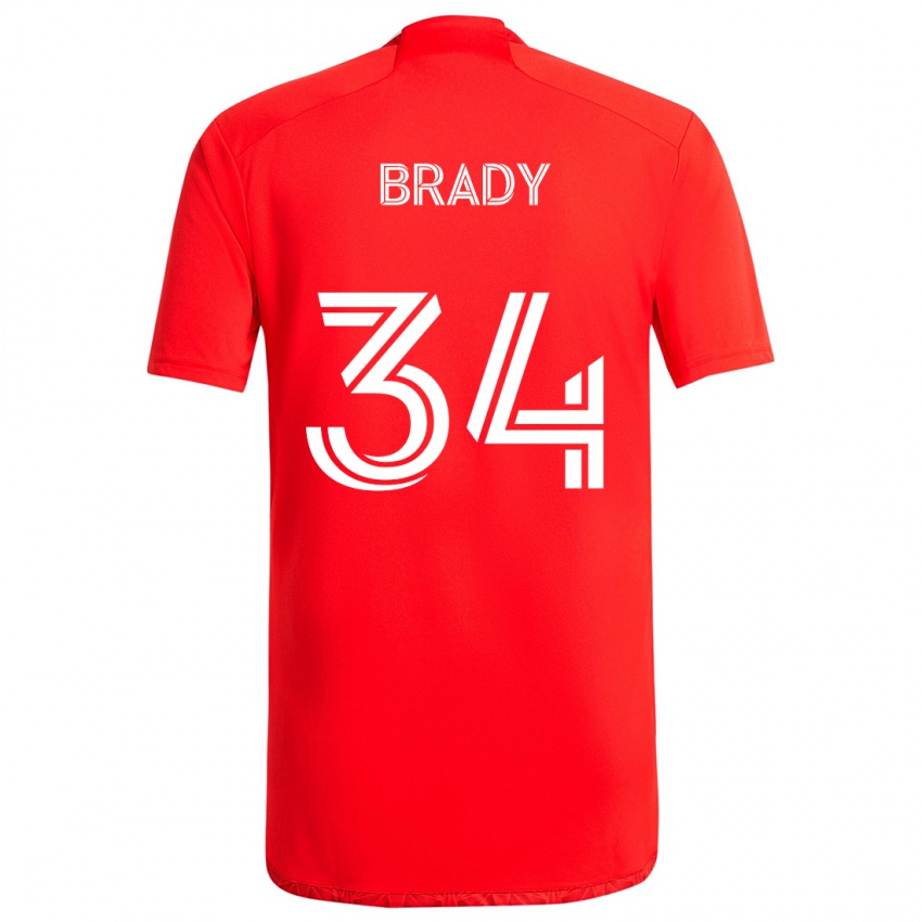 Hombre Camiseta Chris Brady #34 Rojo Blanco 1ª Equipación 2024/25 La Camisa Chile