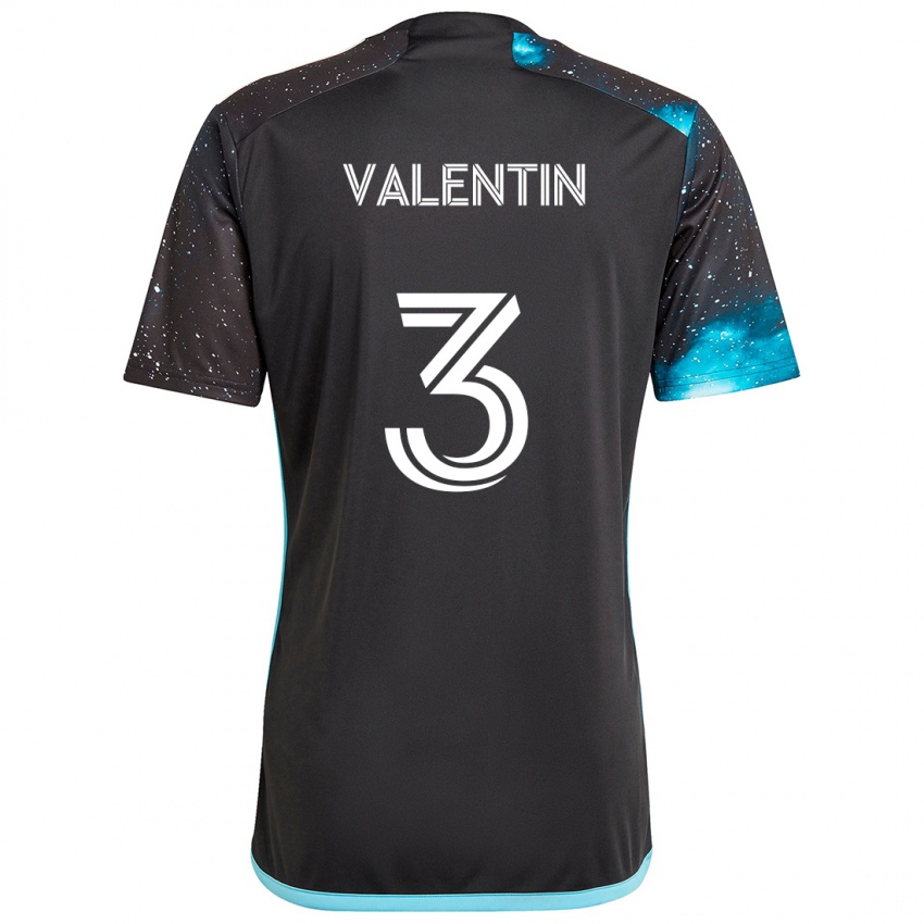 Hombre Camiseta Zarek Valentin #3 Azul Negro 1ª Equipación 2024/25 La Camisa Chile