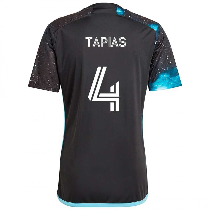 Hombre Camiseta Miguel Tapias #4 Azul Negro 1ª Equipación 2024/25 La Camisa Chile