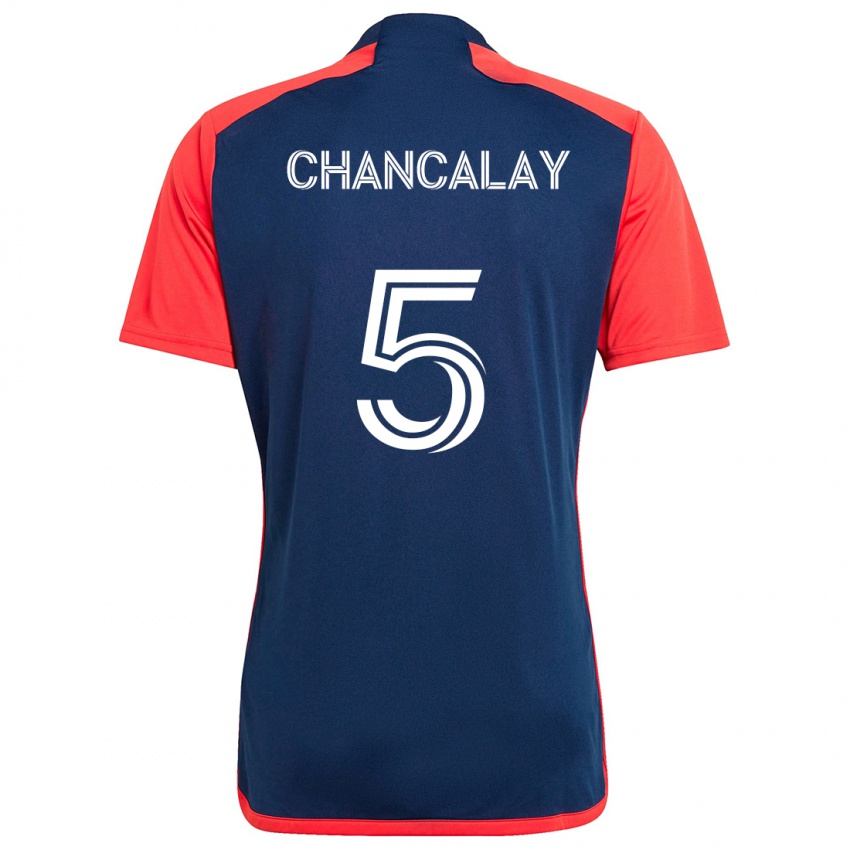 Hombre Camiseta Tomas Chancalay #5 Azul Rojo 1ª Equipación 2024/25 La Camisa Chile