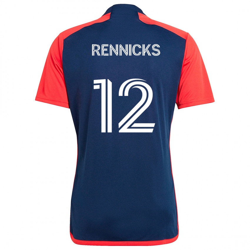 Hombre Camiseta Justin Rennicks #12 Azul Rojo 1ª Equipación 2024/25 La Camisa Chile