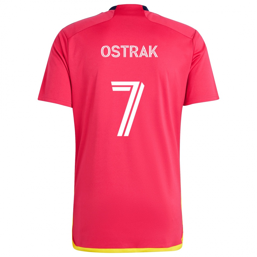 Hombre Camiseta Tomás Ostrák #7 Rojo Azul 1ª Equipación 2024/25 La Camisa Chile