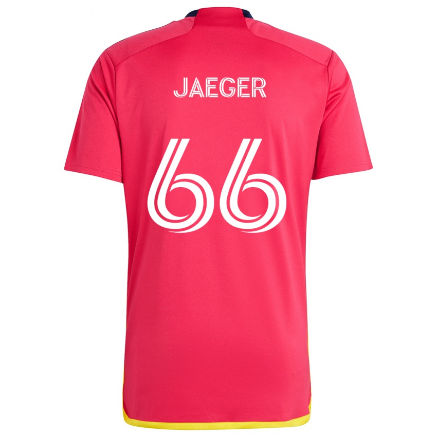 Hombre Camiseta Kai Jaeger #66 Rojo Azul 1ª Equipación 2024/25 La Camisa Chile