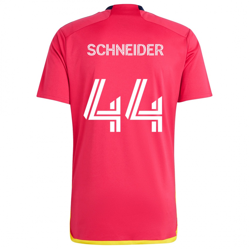 Hombre Camiseta Max Schneider #44 Rojo Azul 1ª Equipación 2024/25 La Camisa Chile