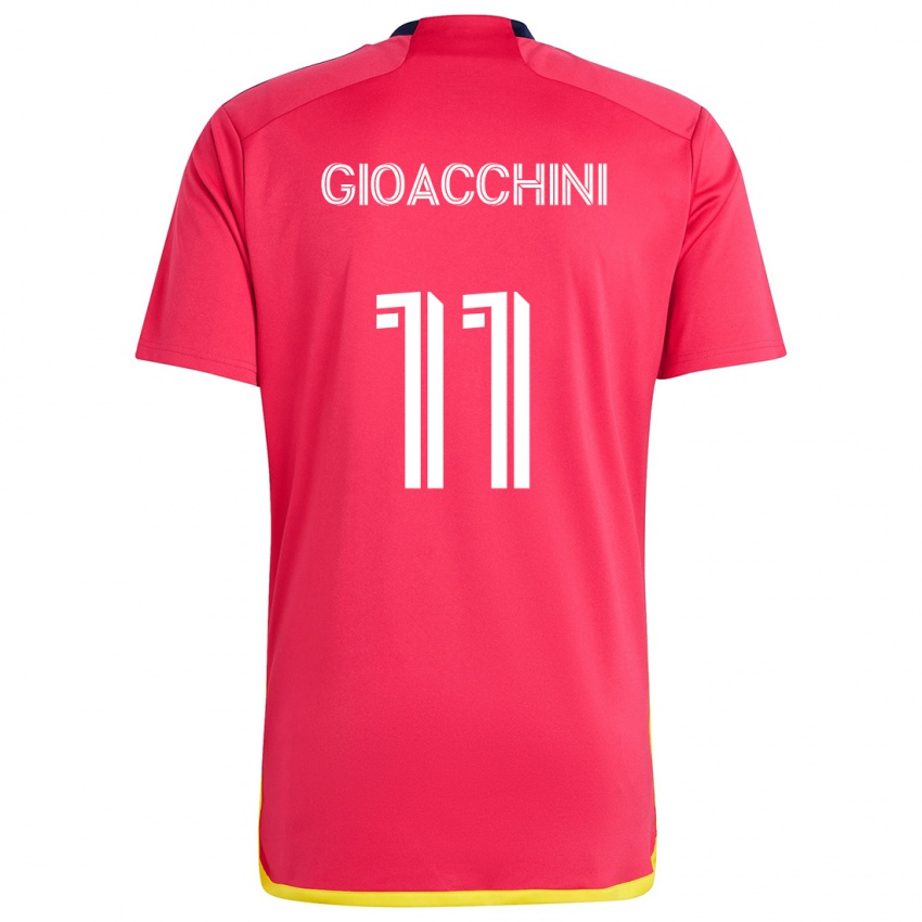 Hombre Camiseta Nicholas Gioacchini #11 Rojo Azul 1ª Equipación 2024/25 La Camisa Chile