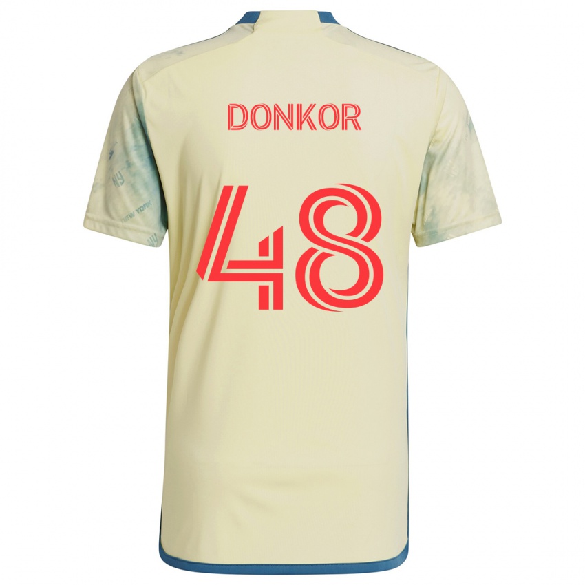 Hombre Camiseta Ronald Donkor #48 Amarillo Rojo Azul 1ª Equipación 2024/25 La Camisa Chile