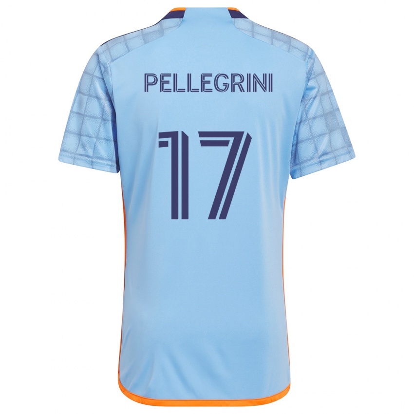 Hombre Camiseta Matías Pellegrini #17 Azul Naranja 1ª Equipación 2024/25 La Camisa Chile