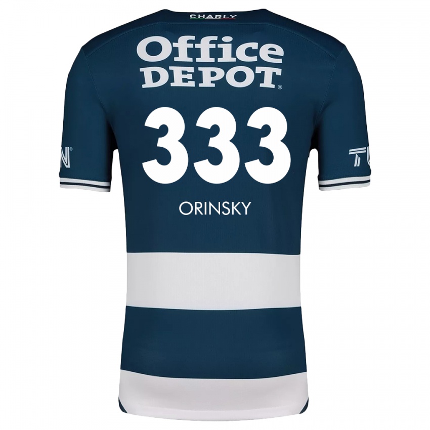 Hombre Camiseta Edson Orinsky #333 Azul Blanco 1ª Equipación 2024/25 La Camisa Chile