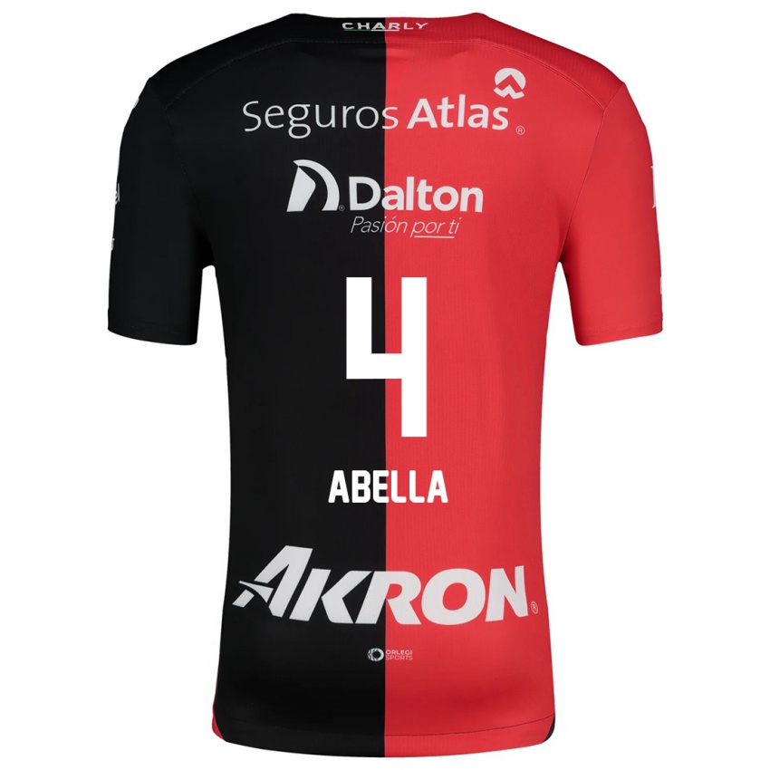 Hombre Camiseta José Abella #4 Negro Rojo 1ª Equipación 2024/25 La Camisa Chile