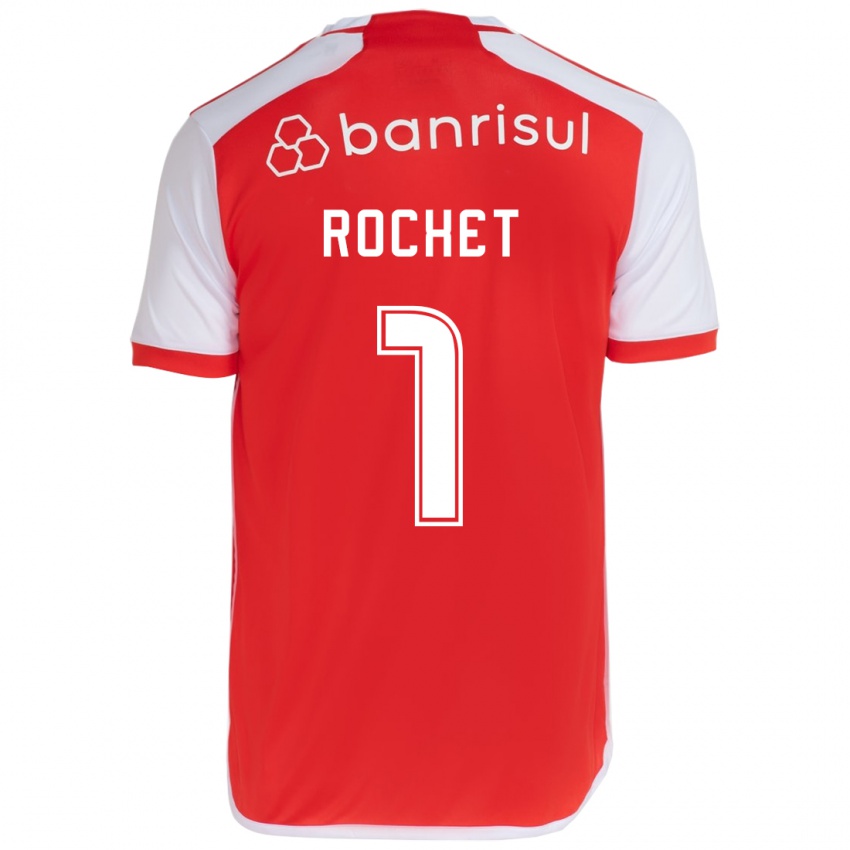 Hombre Camiseta Sergio Rochet #1 Rojo Blanco 1ª Equipación 2024/25 La Camisa Chile