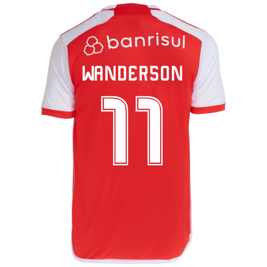 Hombre Camiseta Wanderson #11 Rojo Blanco 1ª Equipación 2024/25 La Camisa Chile