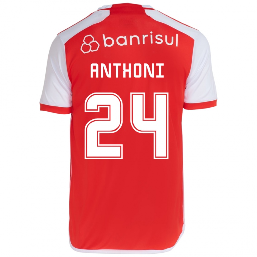 Hombre Camiseta Anthoni #24 Rojo Blanco 1ª Equipación 2024/25 La Camisa Chile