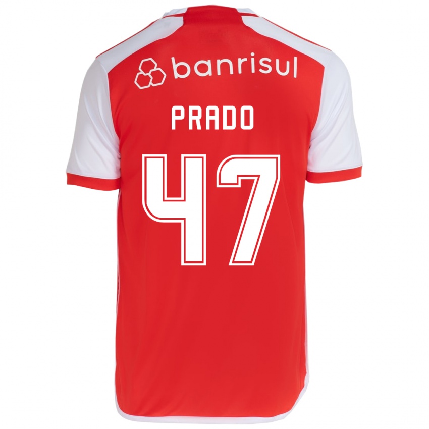 Hombre Camiseta Gustavo Prado #47 Rojo Blanco 1ª Equipación 2024/25 La Camisa Chile