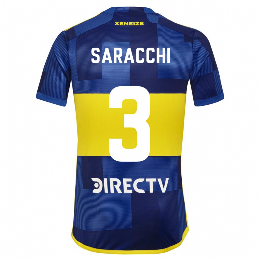 Hombre Camiseta Marcelo Saracchi #3 Azul Amarillo 1ª Equipación 2024/25 La Camisa Chile