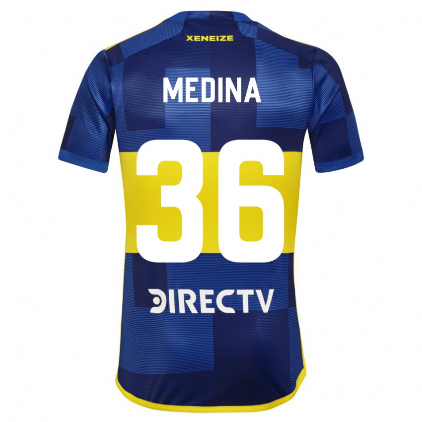 Hombre Camiseta Cristian Medina #36 Azul Amarillo 1ª Equipación 2024/25 La Camisa Chile