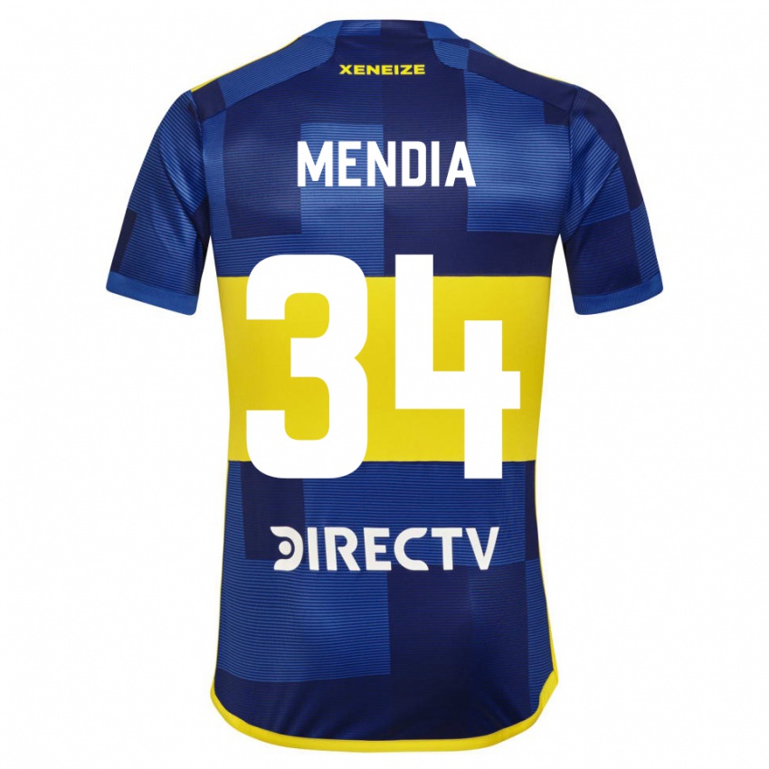 Hombre Camiseta Mateo Mendia #34 Azul Amarillo 1ª Equipación 2024/25 La Camisa Chile