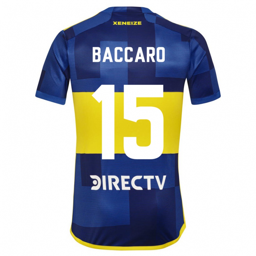 Hombre Camiseta Camila Baccaro #15 Azul Amarillo 1ª Equipación 2024/25 La Camisa Chile