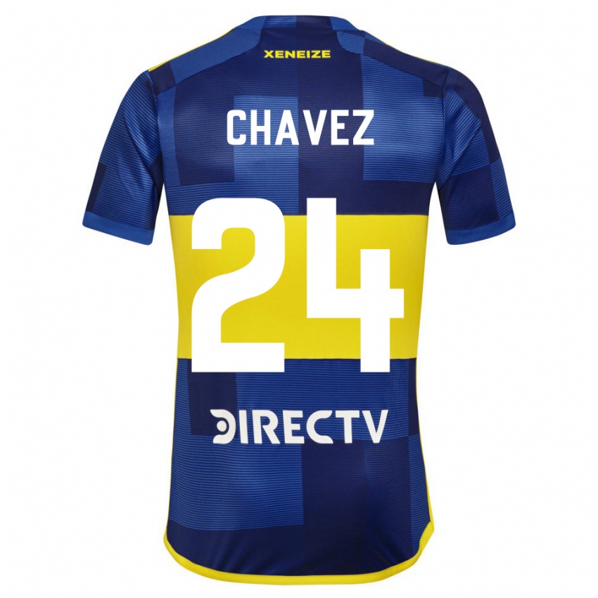 Hombre Camiseta Gabriela Chavez #24 Azul Amarillo 1ª Equipación 2024/25 La Camisa Chile