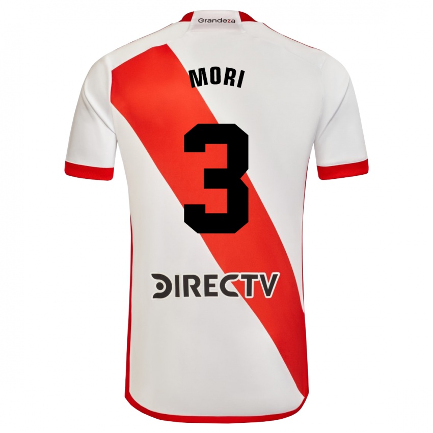 Hombre Camiseta Ramiro Funes Mori #3 Blanco Rojo 1ª Equipación 2024/25 La Camisa Chile