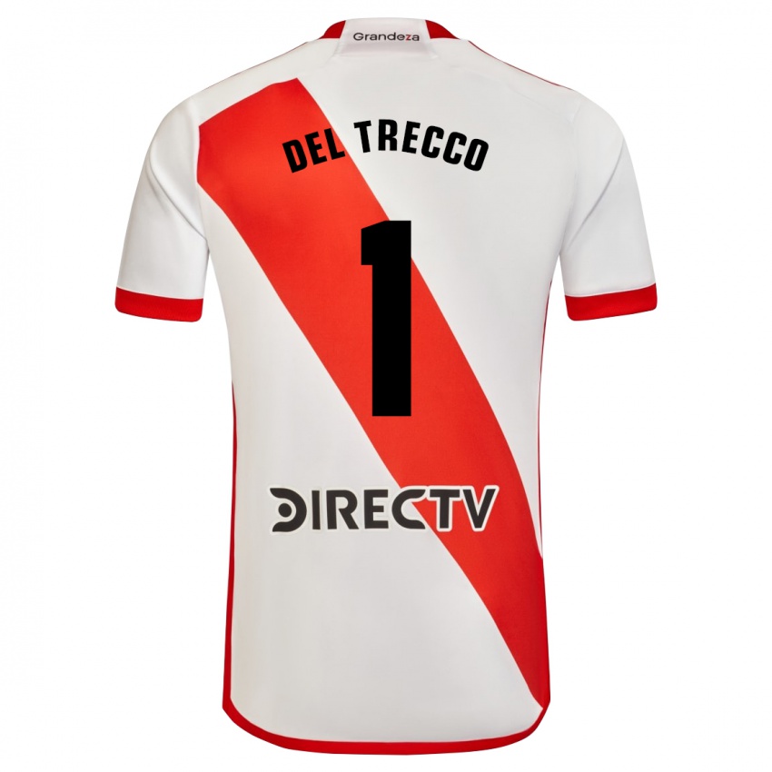 Hombre Camiseta Martina Del Trecco #1 Blanco Rojo 1ª Equipación 2024/25 La Camisa Chile