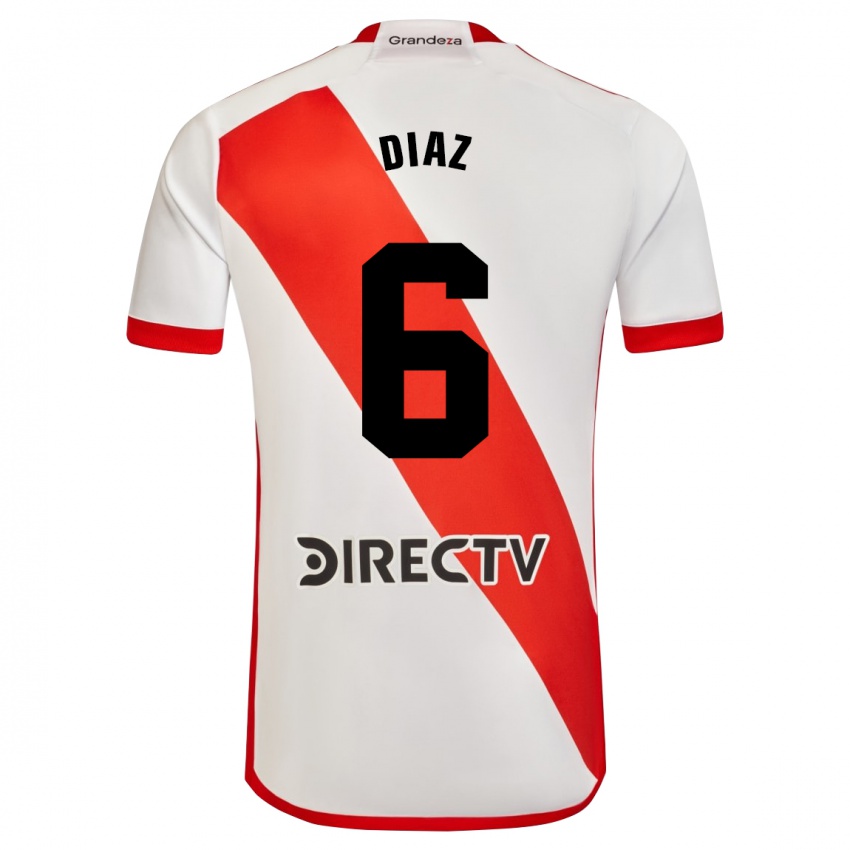 Hombre Camiseta Milagros Díaz #6 Blanco Rojo 1ª Equipación 2024/25 La Camisa Chile